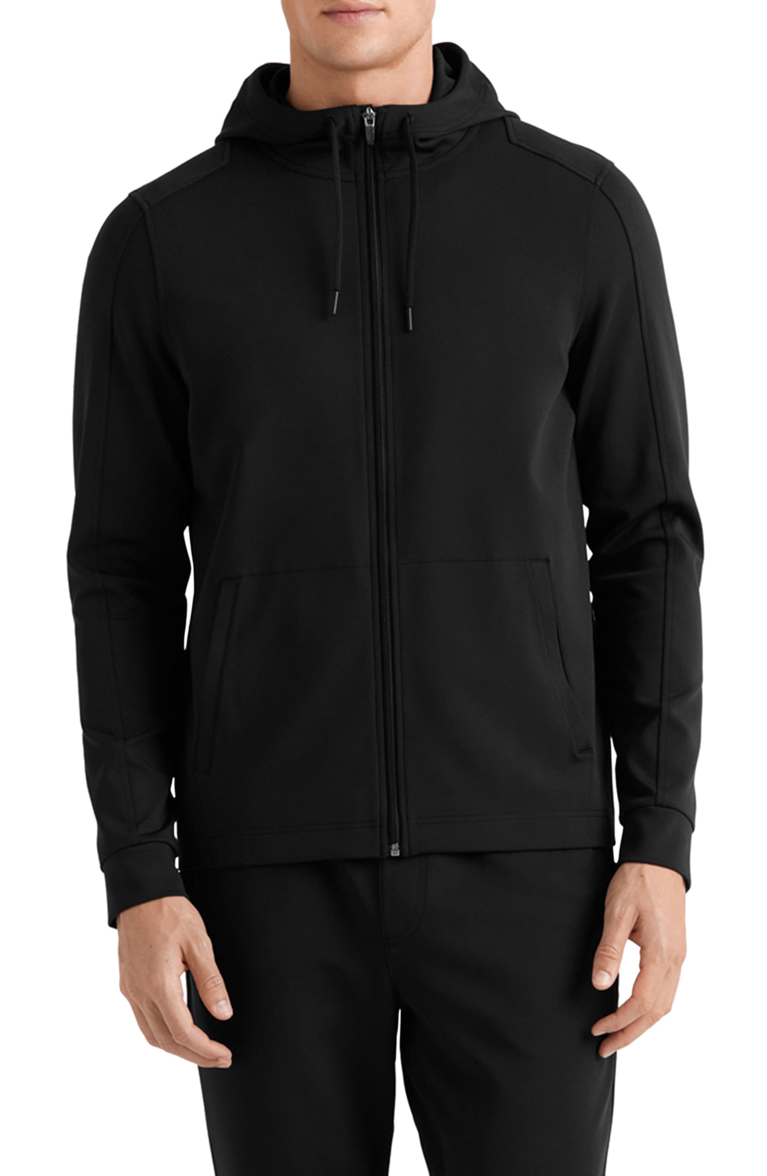 black hooded zip up sweatshirt