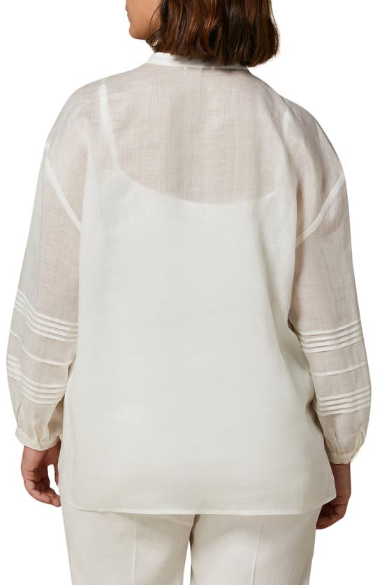 Shop Marina Rinaldi Todi Pleated Canvas Shirt In White