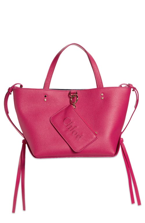 Chloé Small Sense Leather East/West Tote in Fizzy Pink