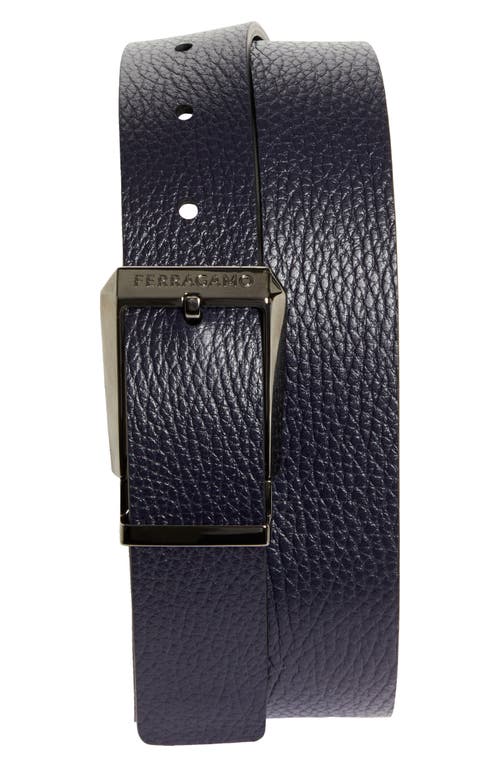 Shop Ferragamo Double Adjustable Reversible Leather Belt In Nero Midnight