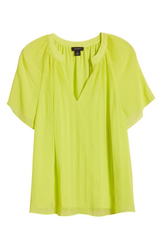 Shop Halogen Release Pleat Blouse In Lime Yellow