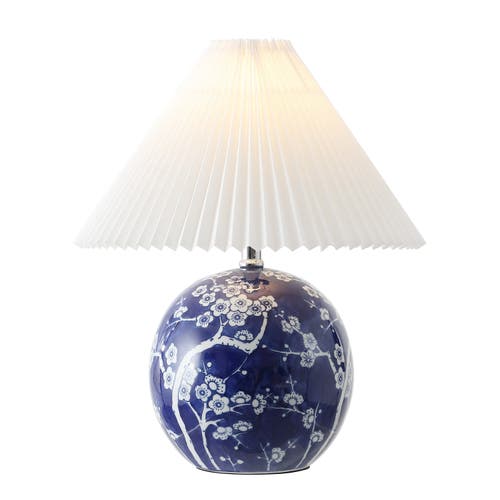JONATHAN Y JONATHAN Y SHISHEN COTTAGE CLASSIC CHINOISERIE CERAMIC ORB LED TABLE LAMP WITH PLEATED SHADE