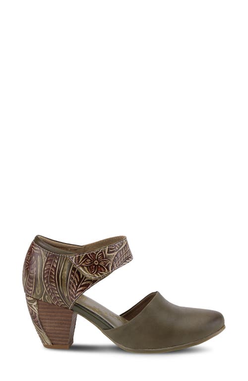 L'artiste By Spring Step L'artiste Toolie Pump In Olive Green Leather