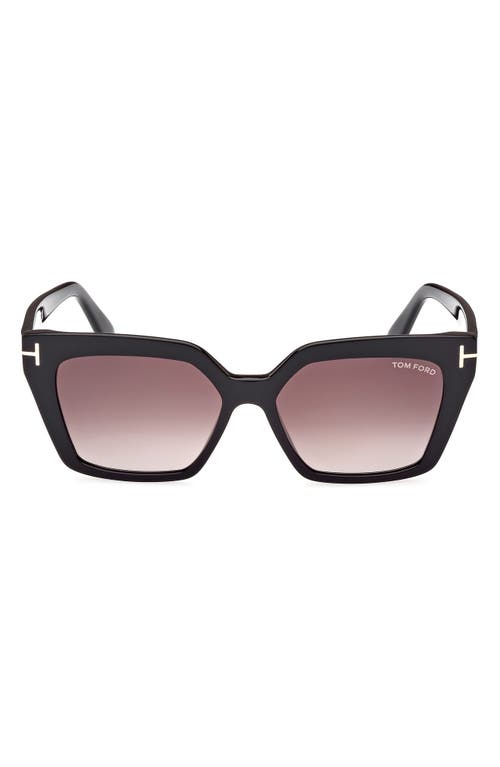 Shop Tom Ford Winona 53mm Gradient Cat Eye Sunglasses In Shiny Black/gradient Rose