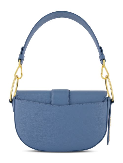 Mac Duggal Gold Plated Hardware Grain Leather Saddle Bag In Twilight