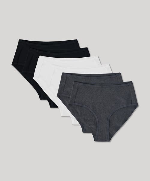 Shop Pact Organic Cotton Everyday High Cut Brief 6-pack In Charcoal Basics