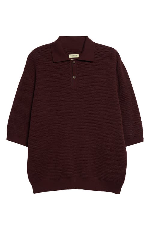 Honeycomb Knit Polo in Plum
