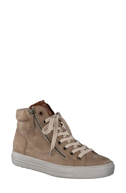 Paul Green Wells High Top Sneaker In Alpaca Cognac Combo