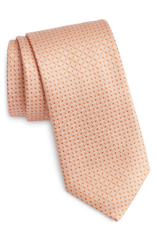 Shop Canali Neat Silk Tie In Light Orange