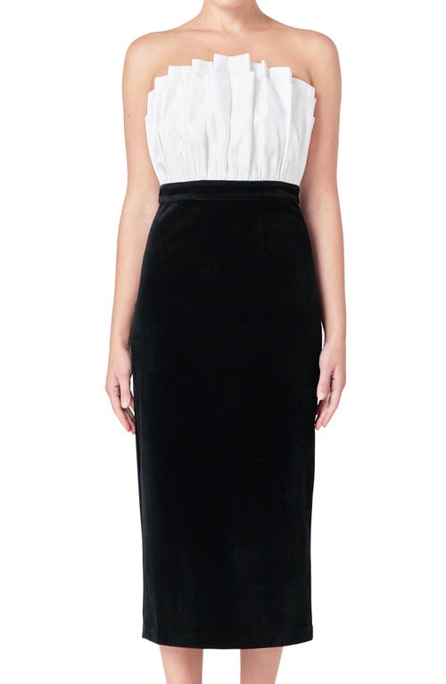 Endless Rose Strapless Mix Media Cocktail Midi Dress In Ivory