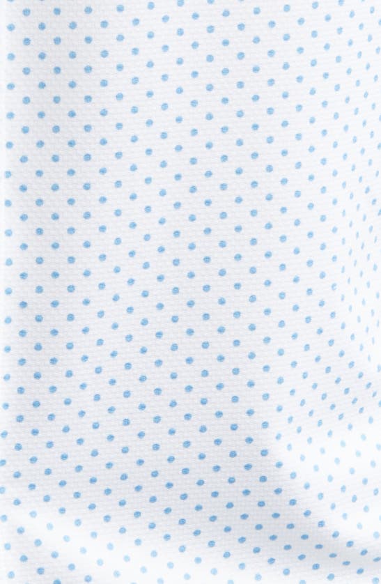 Shop Mizzen + Main Halyard Dot Print Short Sleeve Performance Knit Button-up Shirt In White/ Blue