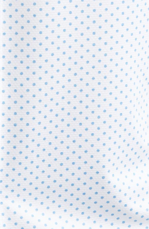 Mizzen + Main Mizzen+main Halyard Dot Print Short Sleeve Performance Knit Button-up Shirt In White/blue