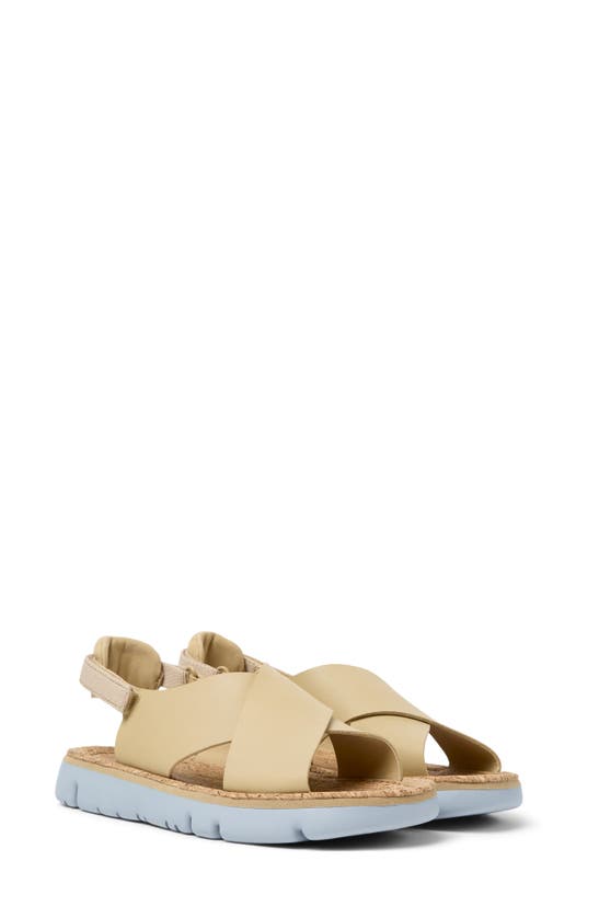Camper Oruga Slingback Leather Sandals In Medium Beige