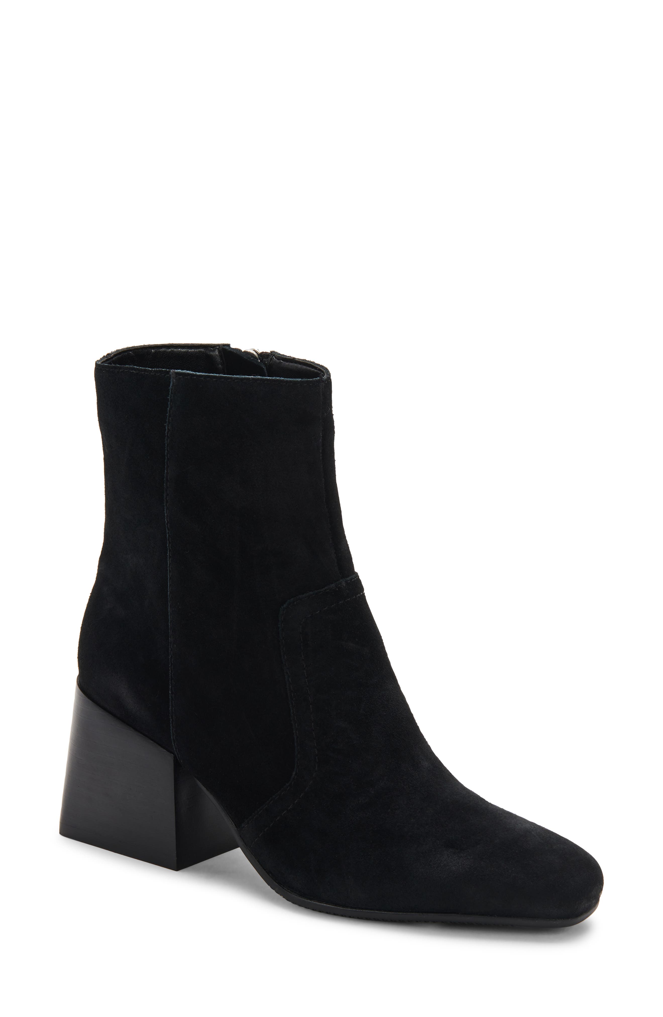 block heel black suede booties