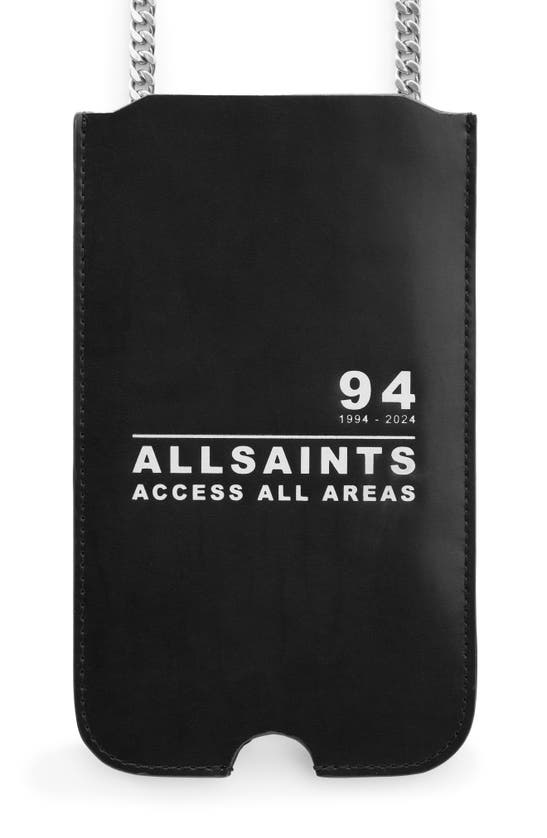 Shop Allsaints Cybelle Access Leather Phone Holder On A Lanyard In Black