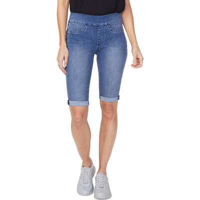 Nydj Pull-On Denim Bermuda Shorts, Blue