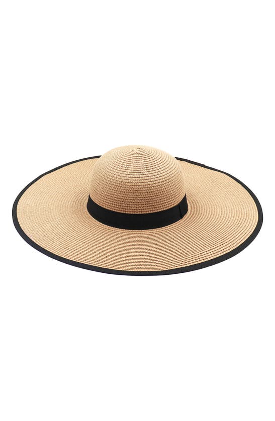 Shop Surell Floppy Straw Sun Hat In Beige/ Black