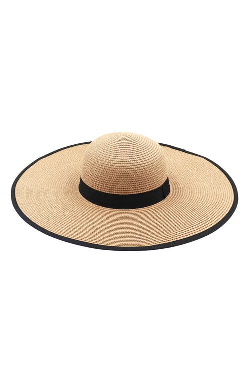 Shop Surell Floppy Straw Sun Hat In Beige/black