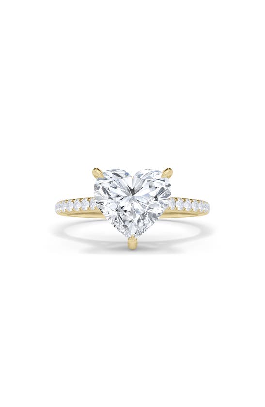 Hautecarat Heart Cut & Pavé Lab Created Diamond 18k Gold Ring In 18k Yellow Gold