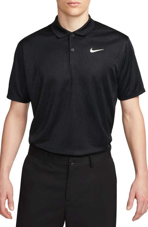 Nike Golf Dri-FIT Victory+ Broken Stripe Print Performance Golf Polo in Black/White