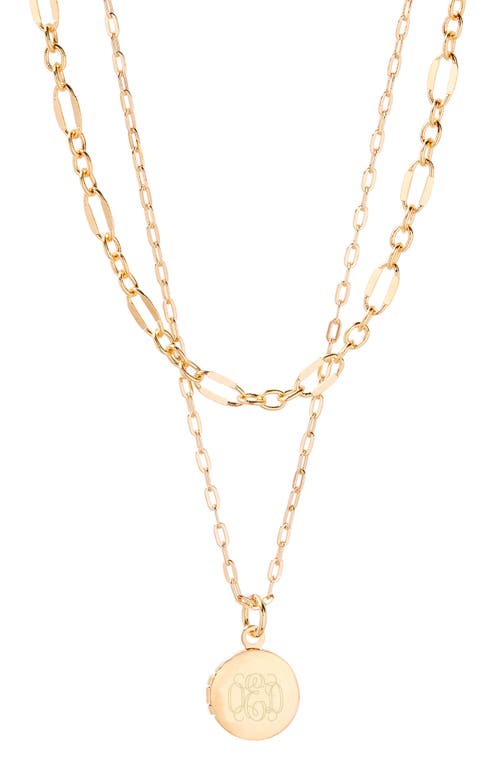Brook and York Isla Petite Monogram Locket Layering Necklace Set in Gold at Nordstrom