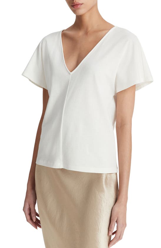 Shop Vince Flutter Sleeve V-neck Top In Off White