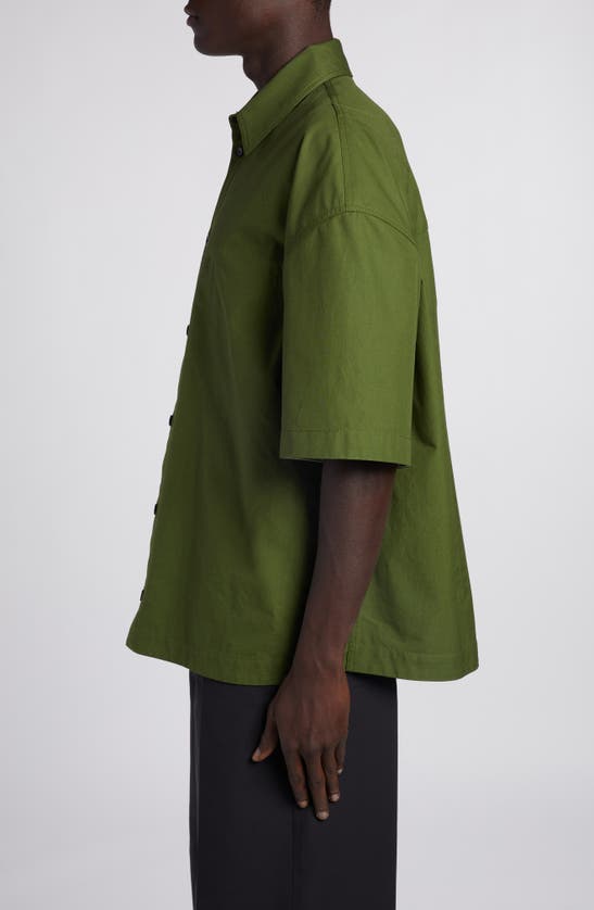 Bottega Veneta Oversize Short Sleeve Button-up Shirt In Thyme