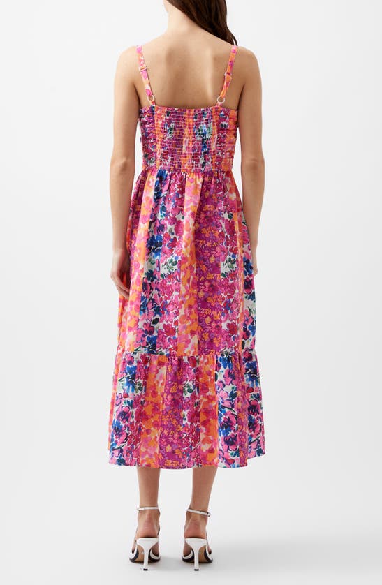 Shop French Connection Carrie Mixed Floral Midi Sundress In Clover/persimmon