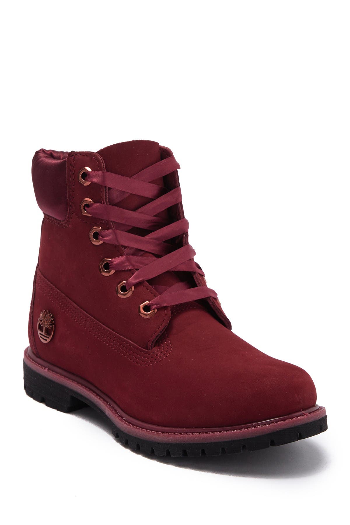 Waterproof Leather Ribbon Lace-Up Boot 