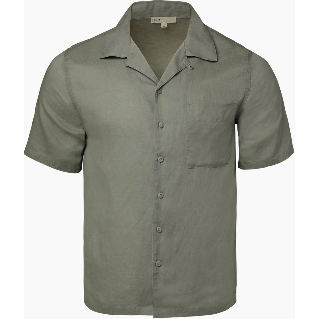 Onia Air Convertible-collar Linen And Tencel™ Lyocell-blend Shirt In Sage