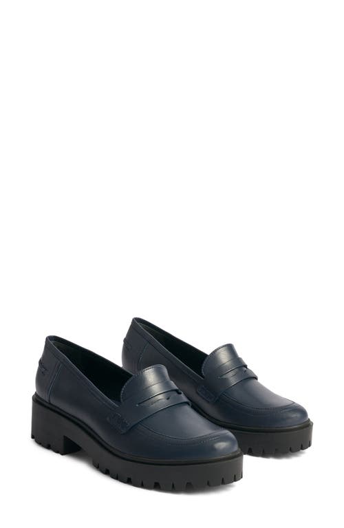 MARION PARKE Sabine Platform Penny Loafer in Navy 