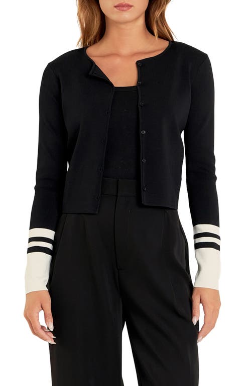 Shop Endless Rose Colorblock Cardigan In Black/cream