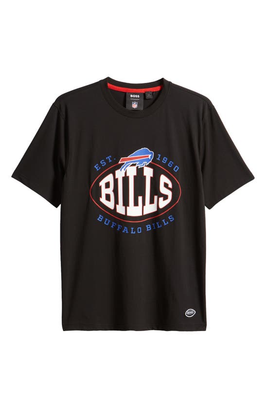 Shop Hugo Boss Boss X Nfl Stretch Cotton Graphic T-shirt In Buffalo Bills Black