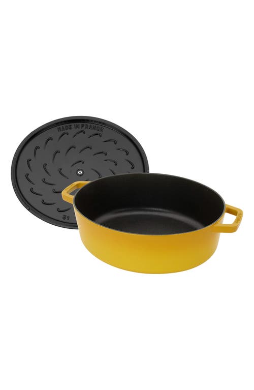 Shop Staub 6.25-quart Enameled Cast Iron Shallow Oval Dutch Oven In Citron