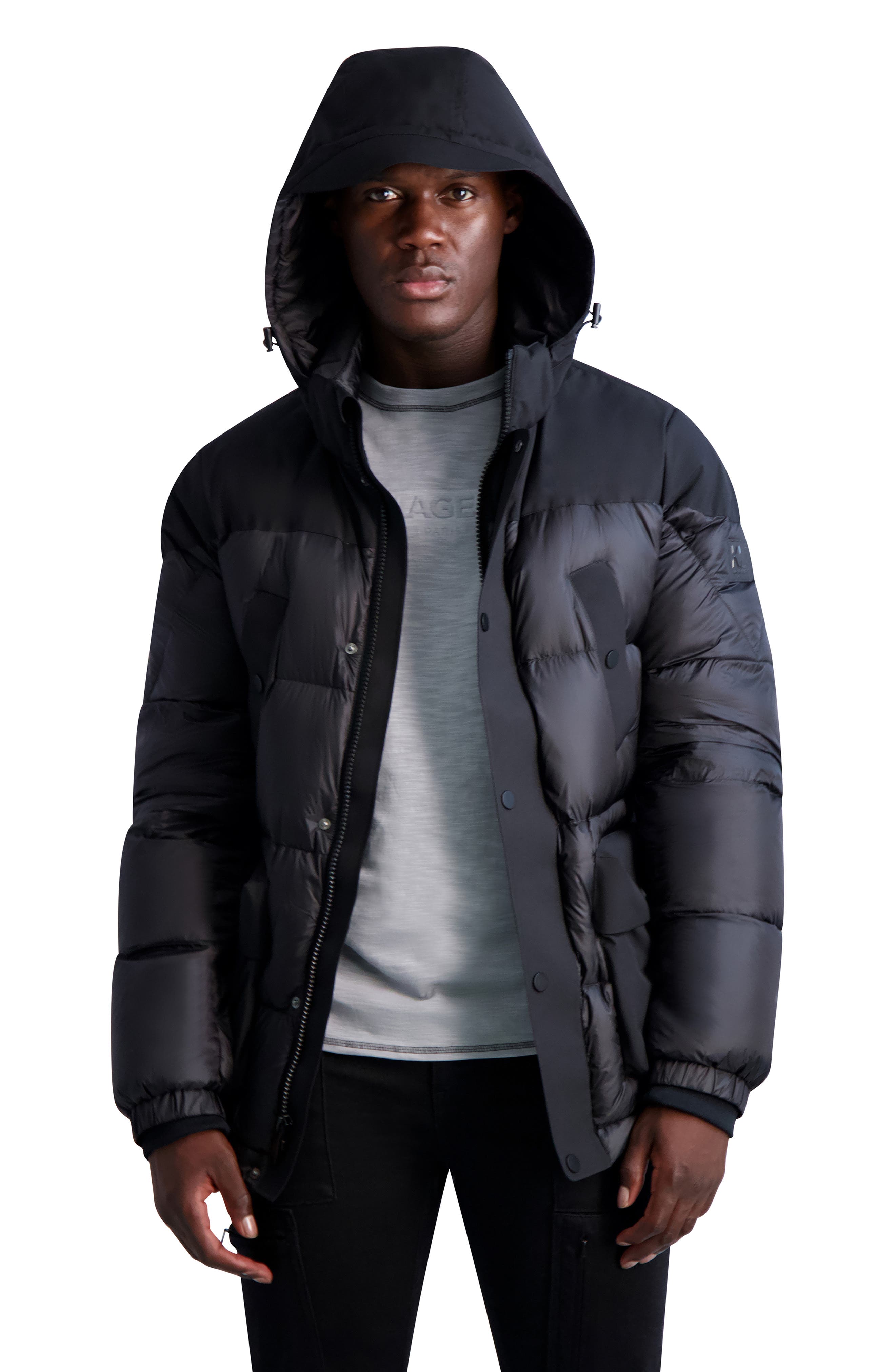 Karl Lagerfeld Down Jackets Factory Sale - Black Mens Kl Monogram