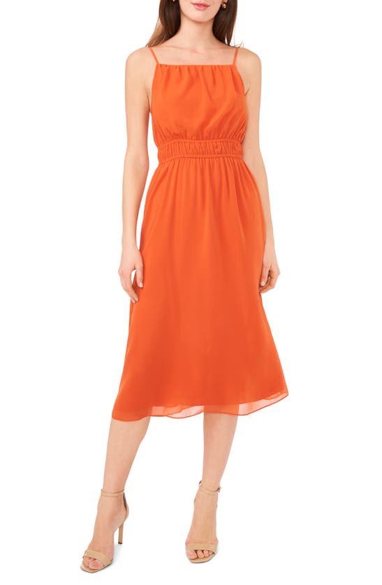 Shop Halogen Shirred Waist Midi Dress In Burnt Orange