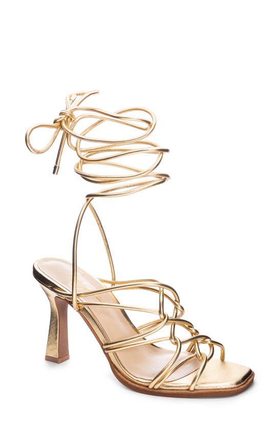 42 Gold Lava Ankle Tie Sandal In Gold