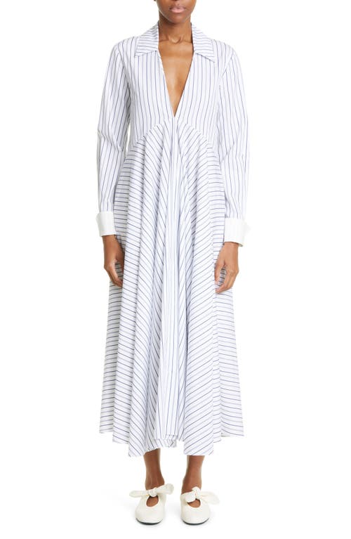 Stripe Long Sleeve Cotton Dress in Navy Multi