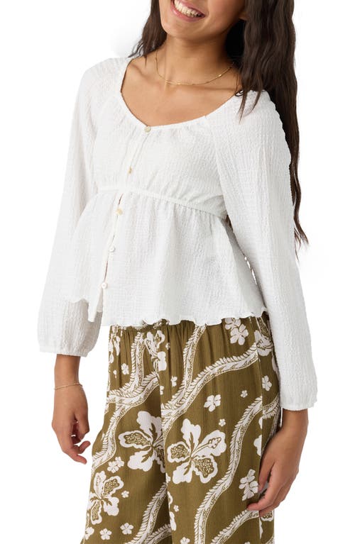 Shop O'neill Kids' Textured Peplum Top In Winter White