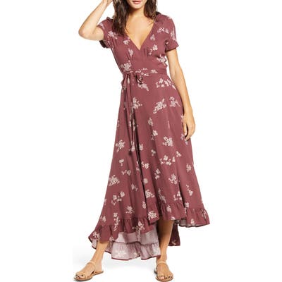 Lira Clothing Azalea Floral Print Wrap Maxi Dress, Burgundy