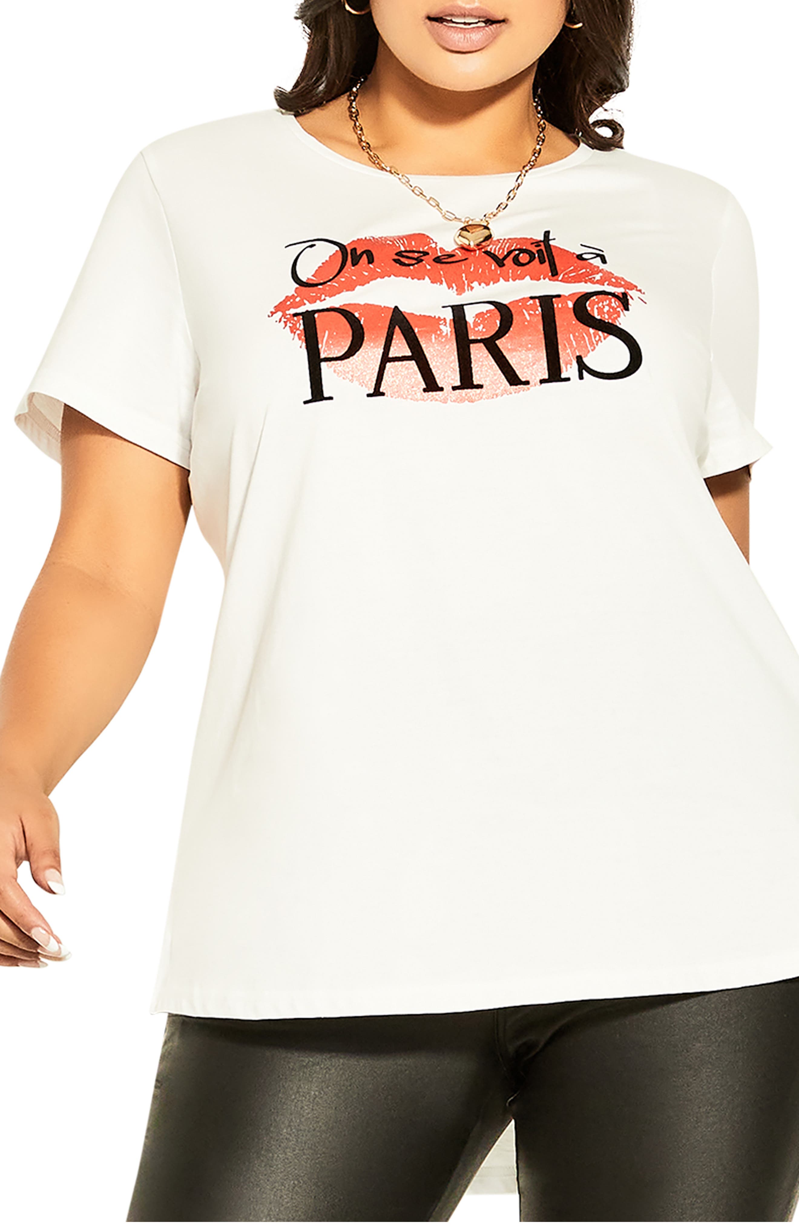 UPC 021292000080 product image for City Chic See You in Paris Cotton Graphic Tee in Ivory at Nordstrom, Size Medium | upcitemdb.com