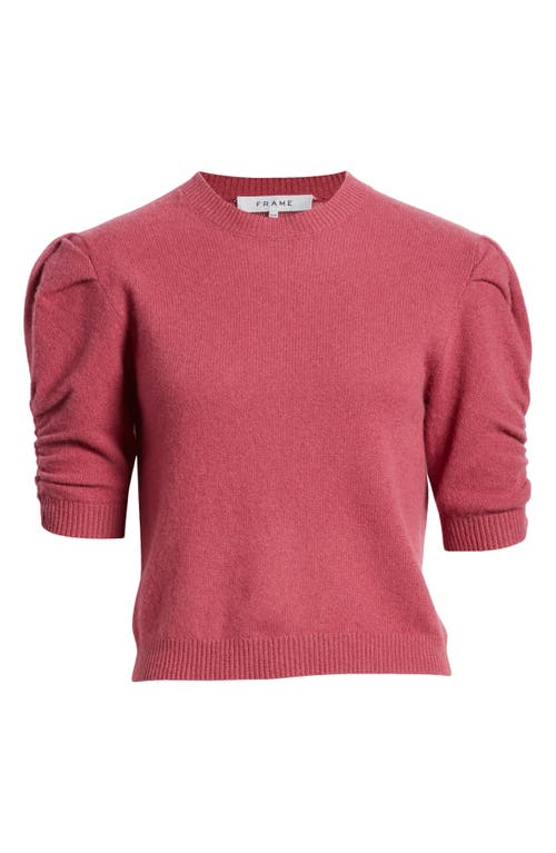 Shop Frame Ruched Sleeve Recycled Cashmere & Wool Sweater In Dragon Fruit