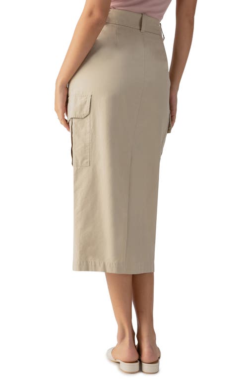 Shop Sanctuary Essential Cotton Blend Cargo Midi Skirt In Marble Beige