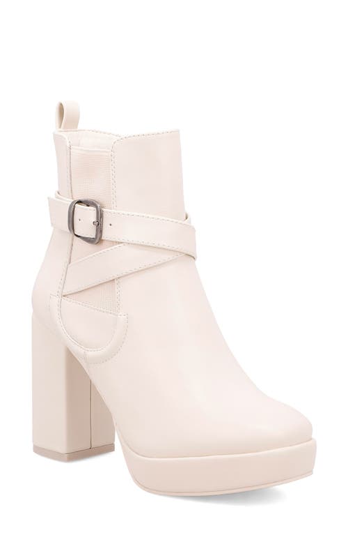 Shop Mia Esther Block Heel Platform Bootie In Bone