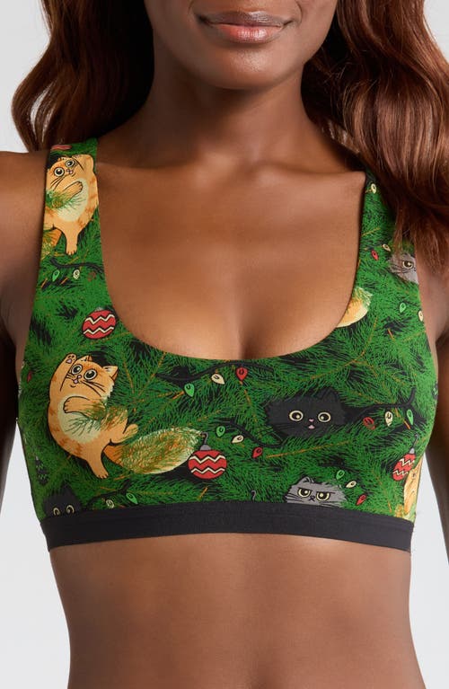 MeUndies Print Bralette in Meowy Christmas 