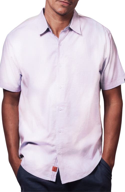 Bondi Short Sleeve Linen Blend Button-Up Shirt in Taro