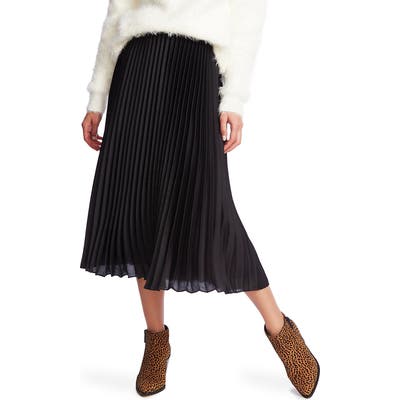 1.state Charmeuse Pleated Midi Skirt