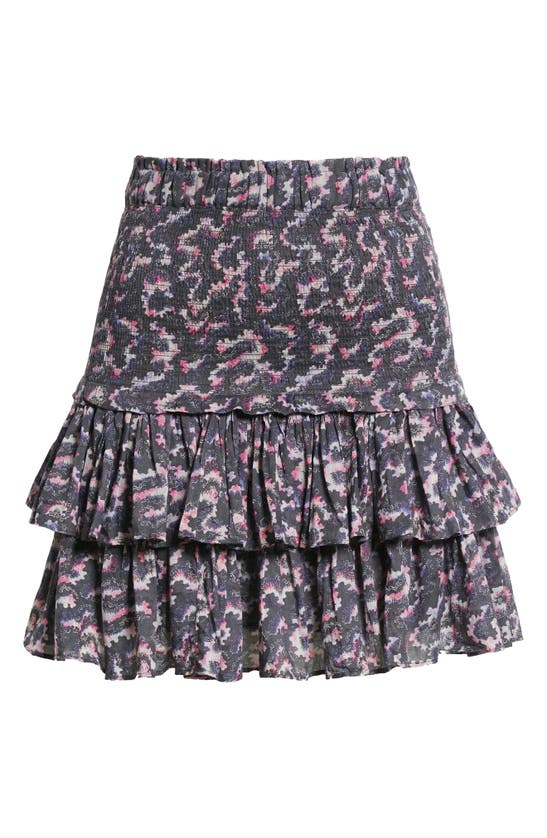 Isabel Marant Étoile Naomi Smocked Tiered Ruffle Cotton Skirt In Faded Black