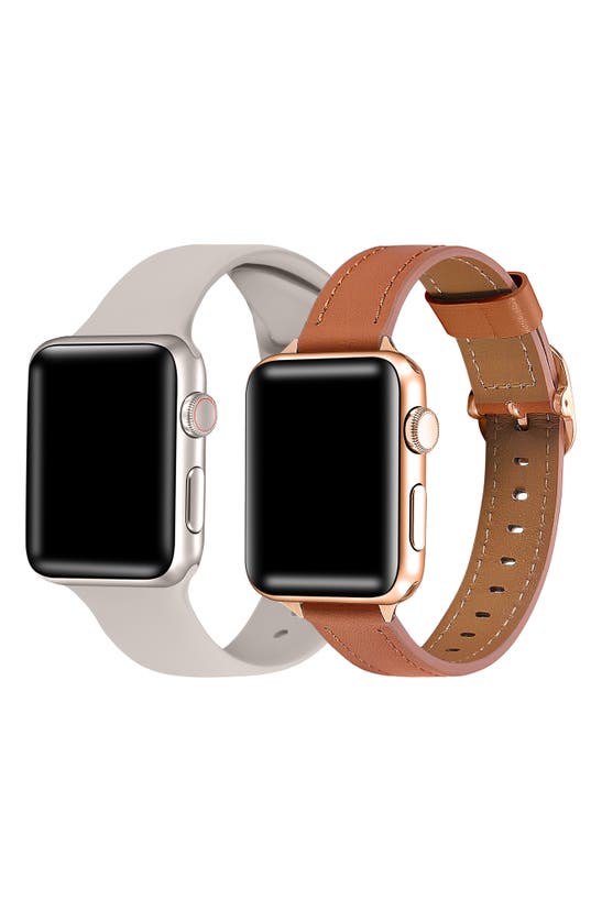 Shop The Posh Tech Assorted 2-pack Apple Watch® Watchbands In Brown / Starburst