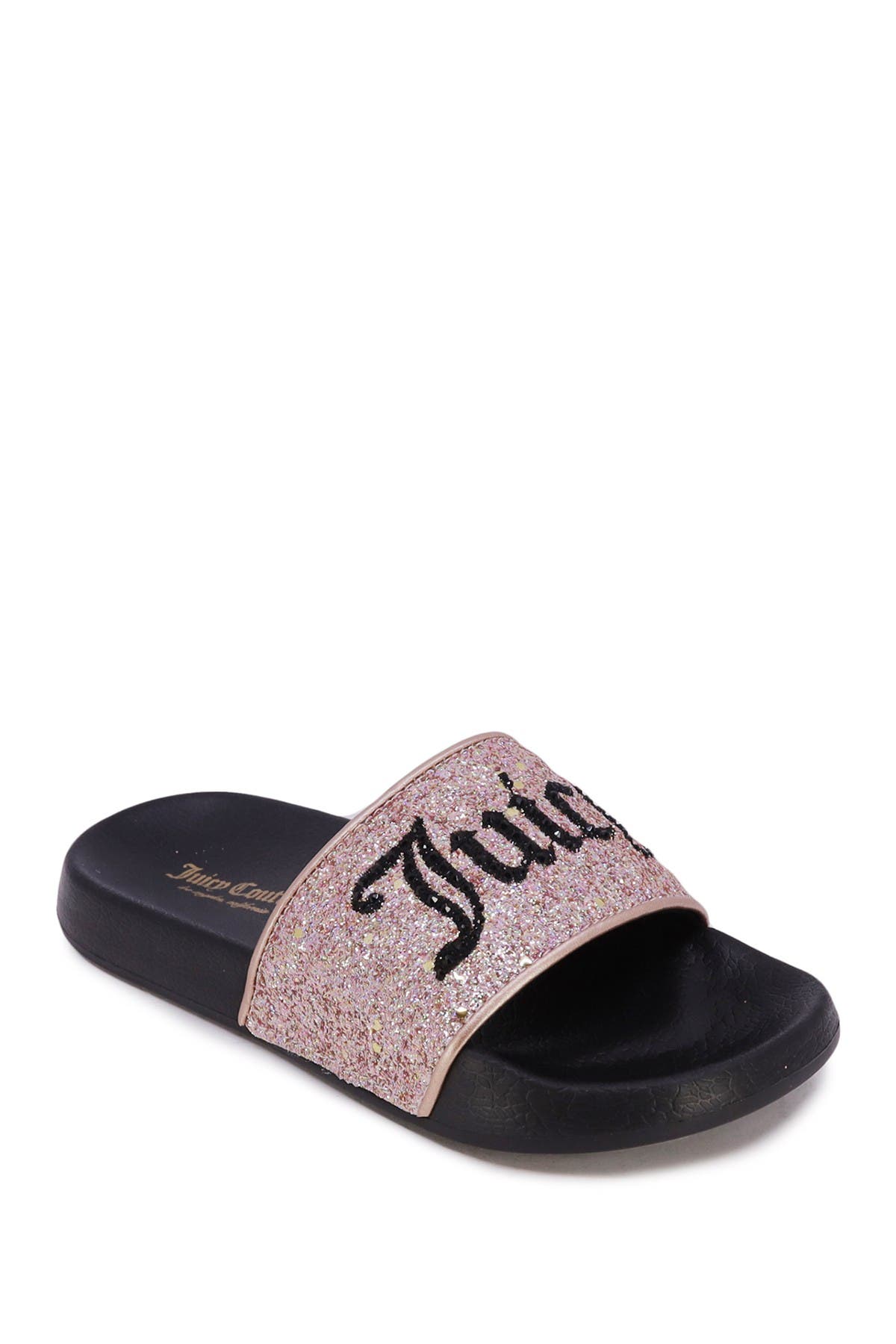 JUICY COUTURE MELROSE AVE GLITTER SLIDE SANDAL,193605633244